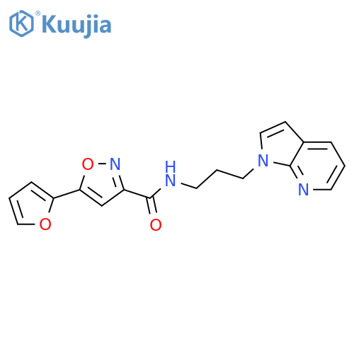 5-(furan-2-yl)-N-(3-{1H-pyrrolo[2,3-b]pyridin-1-yl}propyl)-1,2-oxazole-3-carboxamide structure