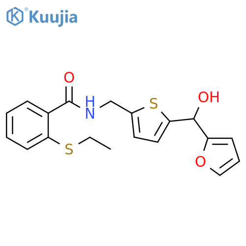 2-(ethylsulfanyl)-N-({5-[(furan-2-yl)(hydroxy)methyl]thiophen-2-yl}methyl)benzamide structure