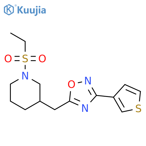 1-(ethanesulfonyl)-3-{[3-(thiophen-3-yl)-1,2,4-oxadiazol-5-yl]methyl}piperidine structure