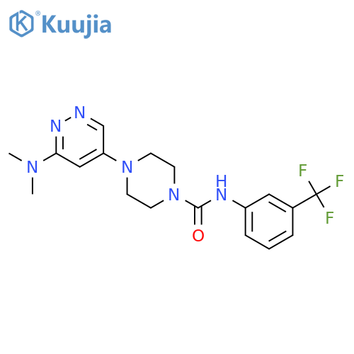 4-[6-(dimethylamino)pyridazin-4-yl]-N-[3-(trifluoromethyl)phenyl]piperazine-1-carboxamide structure