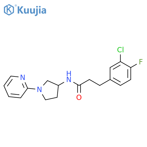 3-(3-chloro-4-fluorophenyl)-N-(1-pyridin-2-ylpyrrolidin-3-yl)propanamide structure