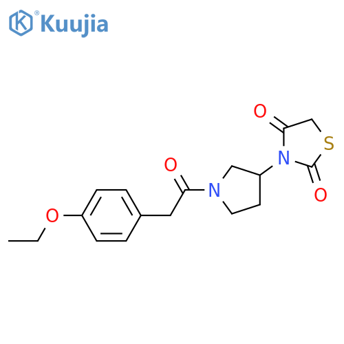 3-[1-[2-(4-ethoxyphenyl)acetyl]pyrrolidin-3-yl]-1,3-thiazolidine-2,4-dione structure