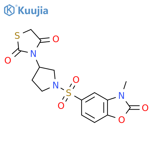 3-(1-((3-Methyl-2-oxo-2,3-dihydrobenzo[d]oxazol-5-yl)sulfonyl)pyrrolidin-3-yl)thiazolidine-2,4-dione structure