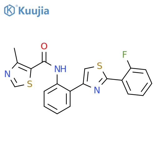 N-[2-[2-(2-fluorophenyl)-1,3-thiazol-4-yl]phenyl]-4-methyl-1,3-thiazole-5-carboxamide structure