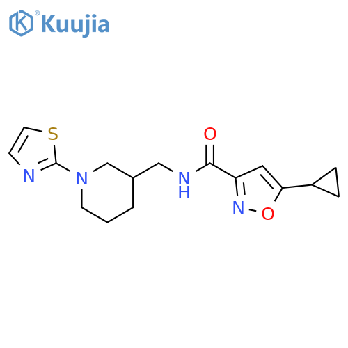 5-cyclopropyl-N-[[1-(1,3-thiazol-2-yl)piperidin-3-yl]methyl]-1,2-oxazole-3-carboxamide structure