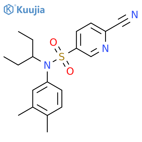 6-cyano-N-(3,4-dimethylphenyl)-N-(pentan-3-yl)pyridine-3-sulfonamide structure