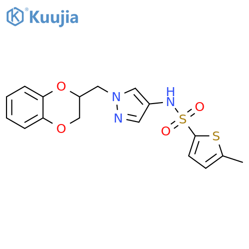 N-[1-[(2,3-Dihydro-1,4-benzodioxin-2-yl)methyl]-1H-pyrazol-4-yl]-5-methyl-2-thiophenesulfonamide structure