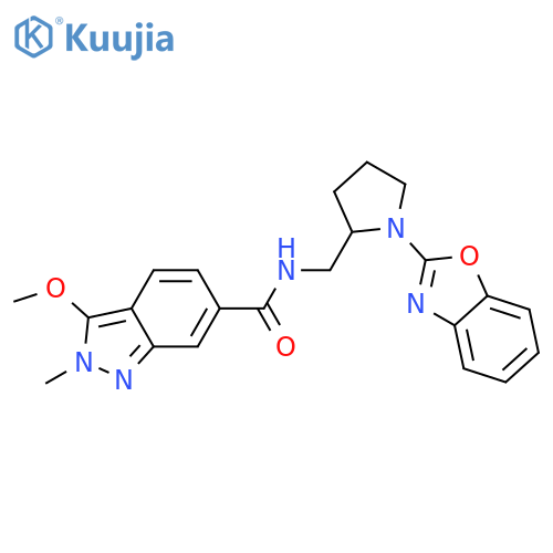 N-{[1-(1,3-benzoxazol-2-yl)pyrrolidin-2-yl]methyl}-3-methoxy-2-methyl-2H-indazole-6-carboxamide structure