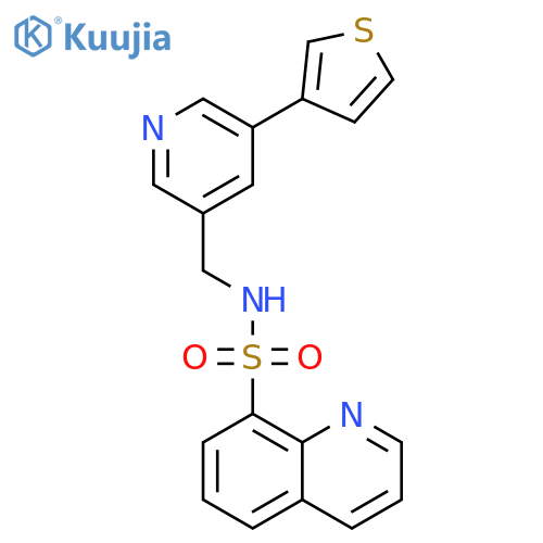N-[(5-thiophen-3-ylpyridin-3-yl)methyl]quinoline-8-sulfonamide structure