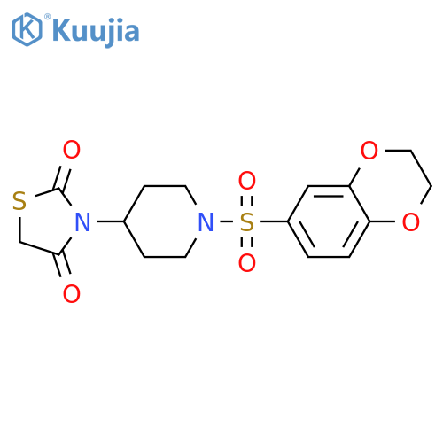 3-[1-[(2,3-Dihydro-1,4-benzodioxin-6-yl)sulfonyl]-4-piperidinyl]-2,4-thiazolidinedione structure