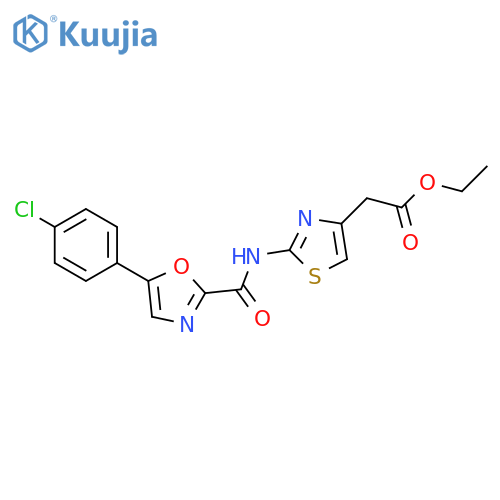 ethyl 2-{2-5-(4-chlorophenyl)-1,3-oxazole-2-amido-1,3-thiazol-4-yl}acetate structure