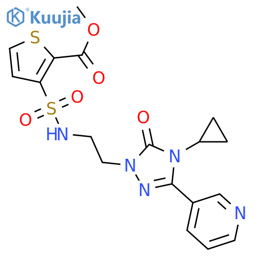 methyl 3-({2-[4-cyclopropyl-5-oxo-3-(pyridin-3-yl)-4,5-dihydro-1H-1,2,4-triazol-1-yl]ethyl}sulfamoyl)thiophene-2-carboxylate structure
