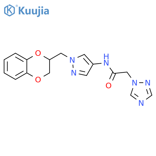 N-[1-[(2,3-Dihydro-1,4-benzodioxin-2-yl)methyl]-1H-pyrazol-4-yl]-1H-1,2,4-triazole-1-acetamide structure