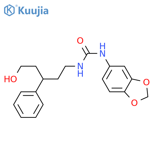 3-(2H-1,3-benzodioxol-5-yl)-1-(5-hydroxy-3-phenylpentyl)urea structure