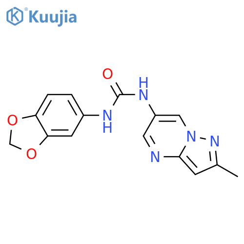 1-(2H-1,3-benzodioxol-5-yl)-3-{2-methylpyrazolo[1,5-a]pyrimidin-6-yl}urea structure
