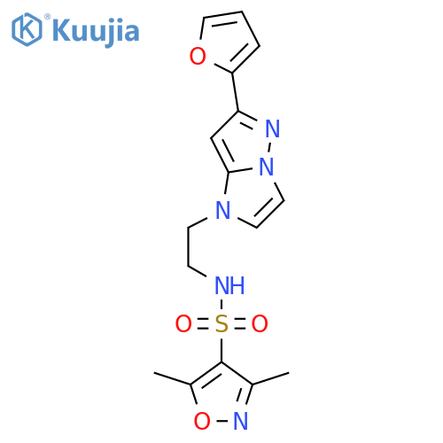 N-{2-[6-(furan-2-yl)-1H-pyrazolo[1,5-a]imidazol-1-yl]ethyl}-3,5-dimethyl-1,2-oxazole-4-sulfonamide structure
