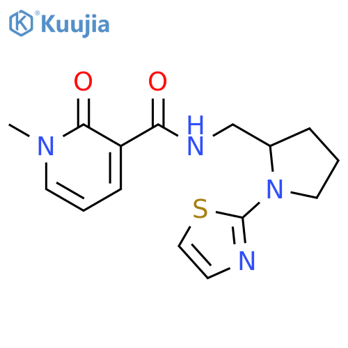 1-methyl-2-oxo-N-{[1-(1,3-thiazol-2-yl)pyrrolidin-2-yl]methyl}-1,2-dihydropyridine-3-carboxamide structure