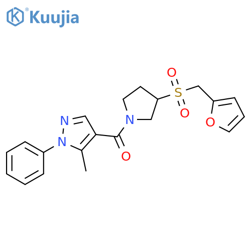 4-{3-[(furan-2-yl)methanesulfonyl]pyrrolidine-1-carbonyl}-5-methyl-1-phenyl-1H-pyrazole structure