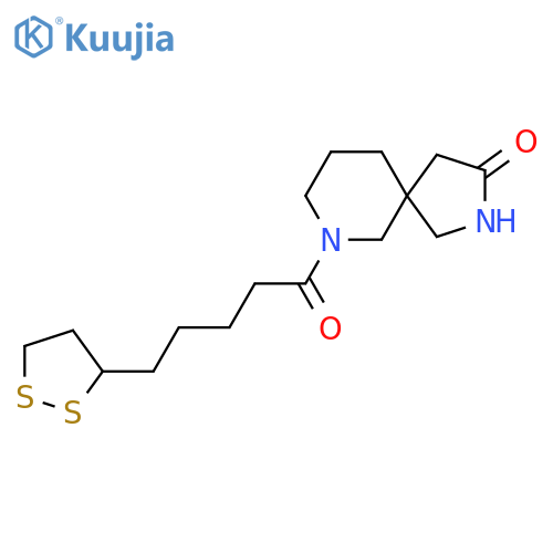 7-[5-(1,2-Dithiolan-3-yl)pentanoyl]-2,7-diazaspiro[4.5]decan-3-one structure