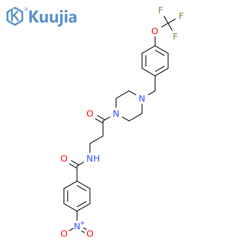 4-nitro-N-[3-oxo-3-(4-{[4-(trifluoromethoxy)phenyl]methyl}piperazin-1-yl)propyl]benzamide structure