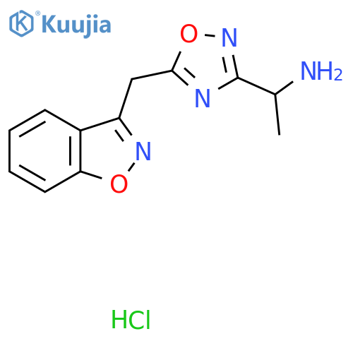 1-5-(1,2-Benzoxazol-3-ylmethyl)-1,2,4-oxadiazol-3-ylethan-1-amine Hydrochloride structure