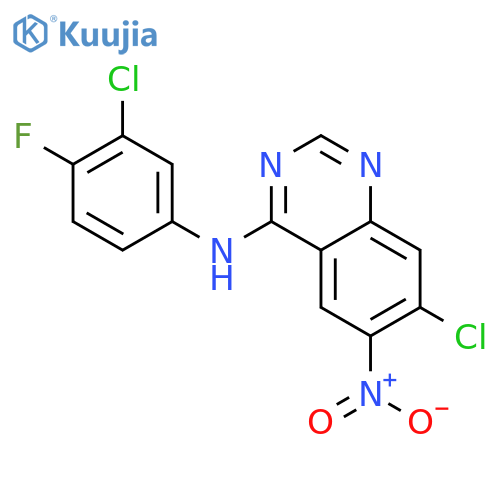 7-Chloro-N-(3-chloro-4-fluorophenyl)-6-nitroquinazolin-4-amine structure