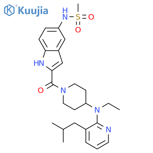 N-{2-[(4-{ethyl[3-(2-methylpropyl)pyridin-2-yl]amino}piperidin-1-yl)carbonyl]-1H-indol-5-yl}methanesulfonamide structure