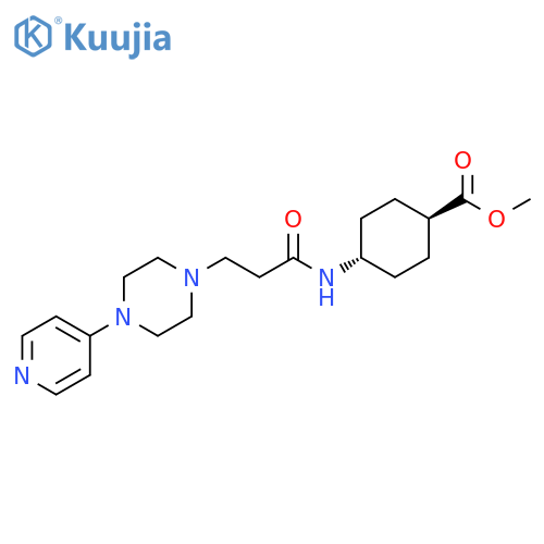 Cyclohexanecarboxylic acid,4-[[1-oxo-3-[4-(4-pyridinyl)-1-piperazinyl]propyl]amino]-, methyl ester,trans- structure