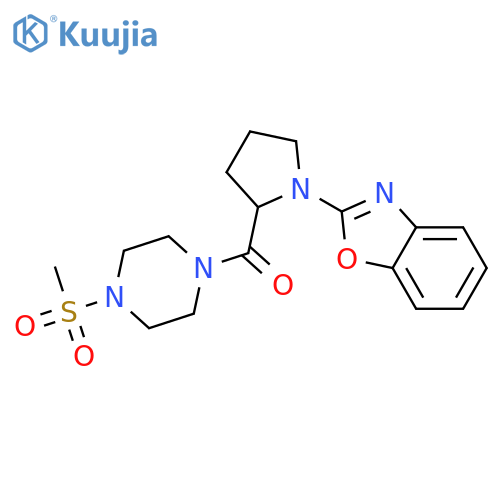 2-[2-(4-methanesulfonylpiperazine-1-carbonyl)pyrrolidin-1-yl]-1,3-benzoxazole structure