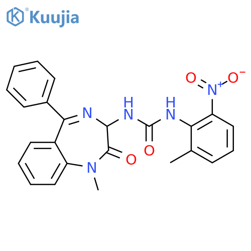 1-(2-methyl-6-nitrophenyl)-3-(1-methyl-2-oxo-5-phenyl-3H-1,4-benzodiazepin-3-yl)urea structure