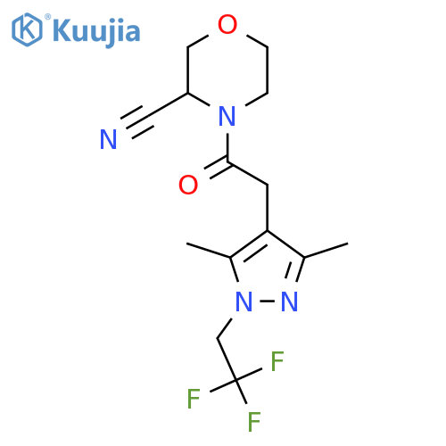 4-{2-[3,5-dimethyl-1-(2,2,2-trifluoroethyl)-1H-pyrazol-4-yl]acetyl}morpholine-3-carbonitrile structure