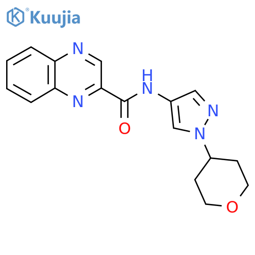 N-(1-(tetrahydro-2H-pyran-4-yl)-1H-pyrazol-4-yl)quinoxaline-2-carboxamide structure