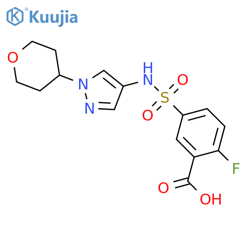 2-Fluoro-5-[[[1-(tetrahydro-2H-pyran-4-yl)-1H-pyrazol-4-yl]amino]sulfonyl]benzoic acid structure