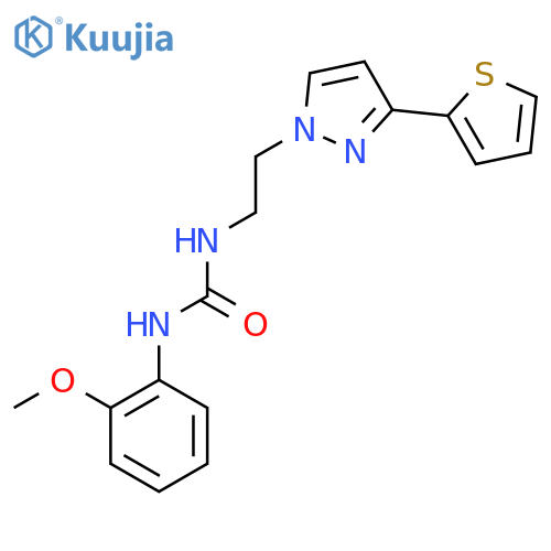 1-(2-methoxyphenyl)-3-{2-[3-(thiophen-2-yl)-1H-pyrazol-1-yl]ethyl}urea structure