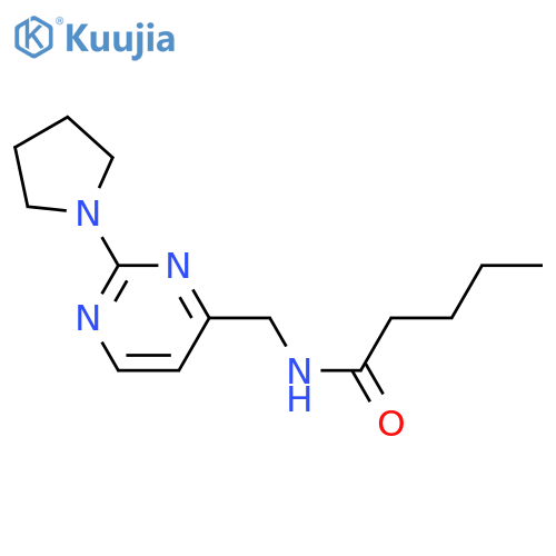 N-{[2-(pyrrolidin-1-yl)pyrimidin-4-yl]methyl}pentanamide structure