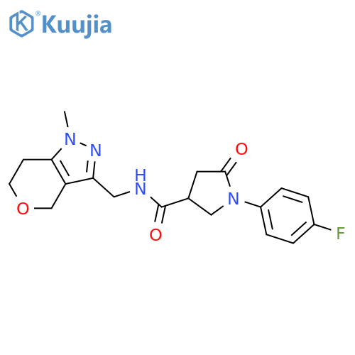 1-(4-fluorophenyl)-N-({1-methyl-1H,4H,6H,7H-pyrano4,3-cpyrazol-3-yl}methyl)-5-oxopyrrolidine-3-carboxamide structure