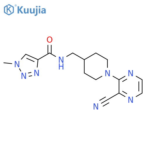 N-{[1-(3-cyanopyrazin-2-yl)piperidin-4-yl]methyl}-1-methyl-1H-1,2,3-triazole-4-carboxamide structure