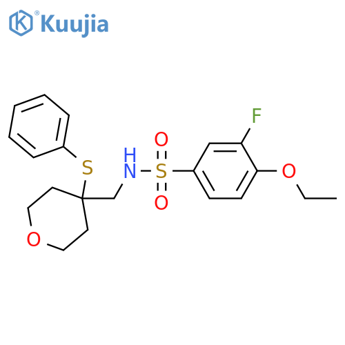4-ethoxy-3-fluoro-N-{[4-(phenylsulfanyl)oxan-4-yl]methyl}benzene-1-sulfonamide structure