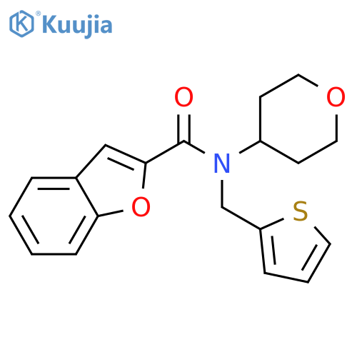 N-(oxan-4-yl)-N-[(thiophen-2-yl)methyl]-1-benzofuran-2-carboxamide structure