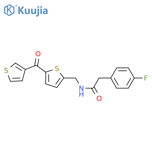 2-(4-fluorophenyl)-N-{[5-(thiophene-3-carbonyl)thiophen-2-yl]methyl}acetamide structure