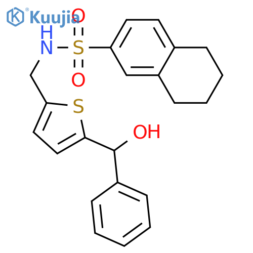 N-({5-[hydroxy(phenyl)methyl]thiophen-2-yl}methyl)-5,6,7,8-tetrahydronaphthalene-2-sulfonamide structure