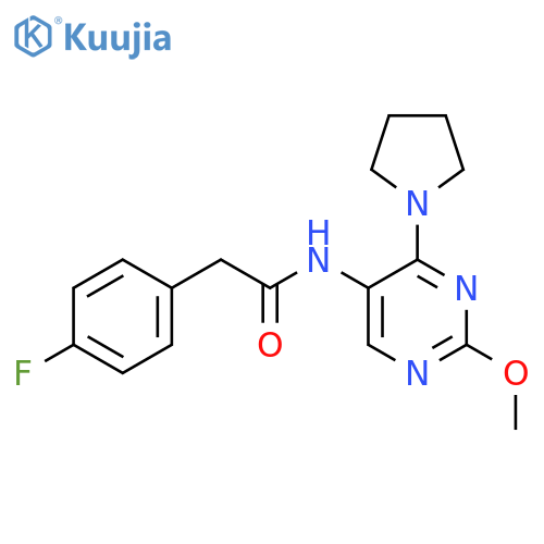 2-(4-fluorophenyl)-N-2-methoxy-4-(pyrrolidin-1-yl)pyrimidin-5-ylacetamide structure