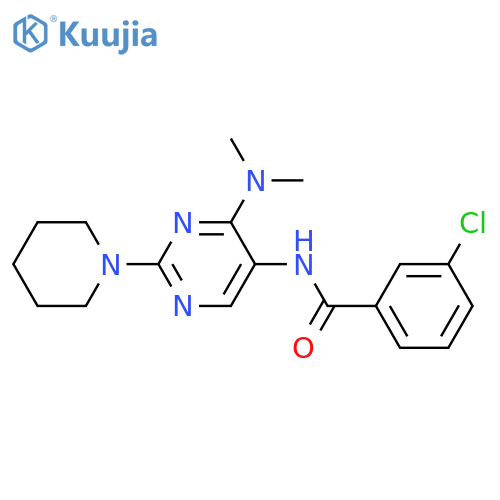 3-chloro-N-[4-(dimethylamino)-2-(piperidin-1-yl)pyrimidin-5-yl]benzamide structure