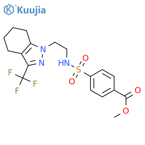 methyl 4-({2-[3-(trifluoromethyl)-4,5,6,7-tetrahydro-1H-indazol-1-yl]ethyl}sulfamoyl)benzoate structure