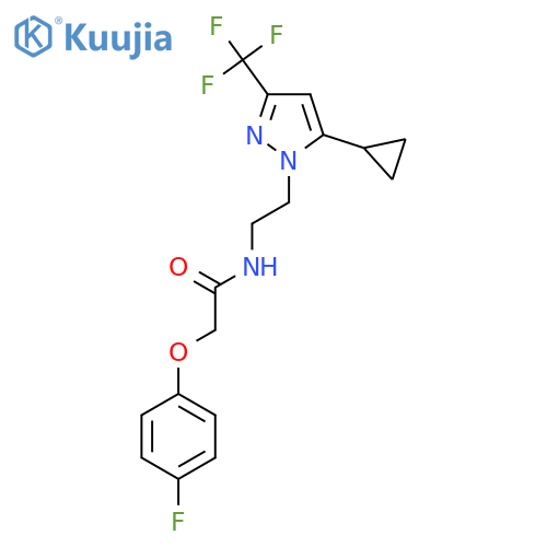 N-{2-5-cyclopropyl-3-(trifluoromethyl)-1H-pyrazol-1-ylethyl}-2-(4-fluorophenoxy)acetamide structure