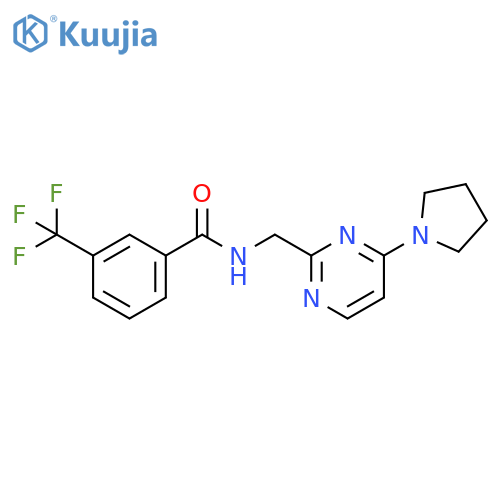 N-{[4-(pyrrolidin-1-yl)pyrimidin-2-yl]methyl}-3-(trifluoromethyl)benzamide structure