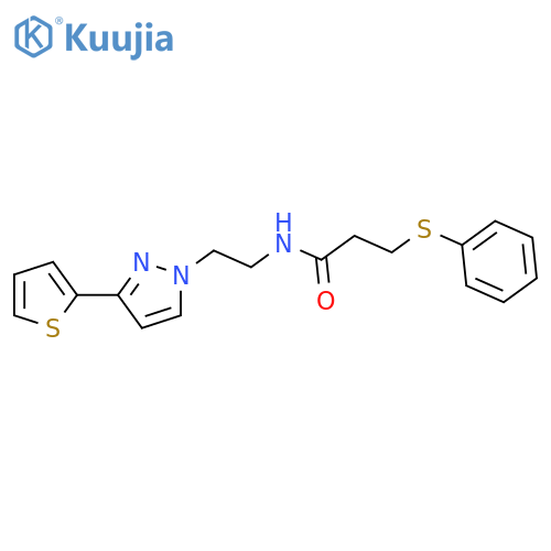 3-(phenylsulfanyl)-N-{2-3-(thiophen-2-yl)-1H-pyrazol-1-ylethyl}propanamide structure