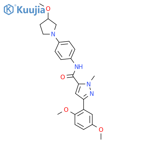 3-(2,5-dimethoxyphenyl)-N-4-(3-methoxypyrrolidin-1-yl)phenyl-1-methyl-1H-pyrazole-5-carboxamide structure