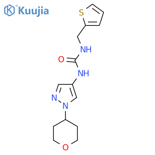 1-(1-(tetrahydro-2H-pyran-4-yl)-1H-pyrazol-4-yl)-3-(thiophen-2-ylmethyl)urea structure