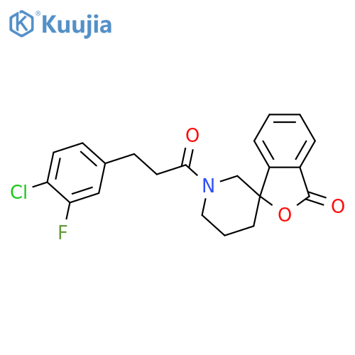 1'-[3-(4-chloro-3-fluorophenyl)propanoyl]-3H-spiro[2-benzofuran-1,3'-piperidine]-3-one structure